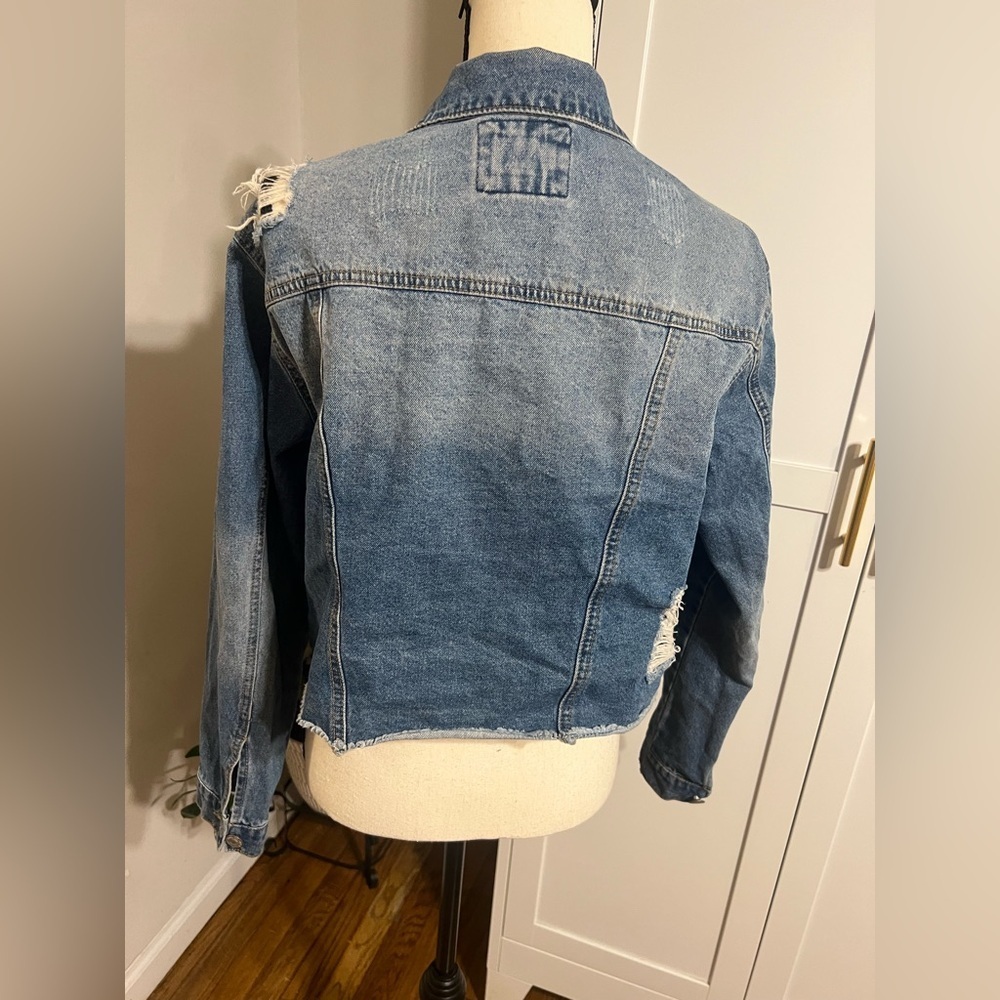 Wax Jean Distressed Blue Denim Jacket - Picture 9 of 14